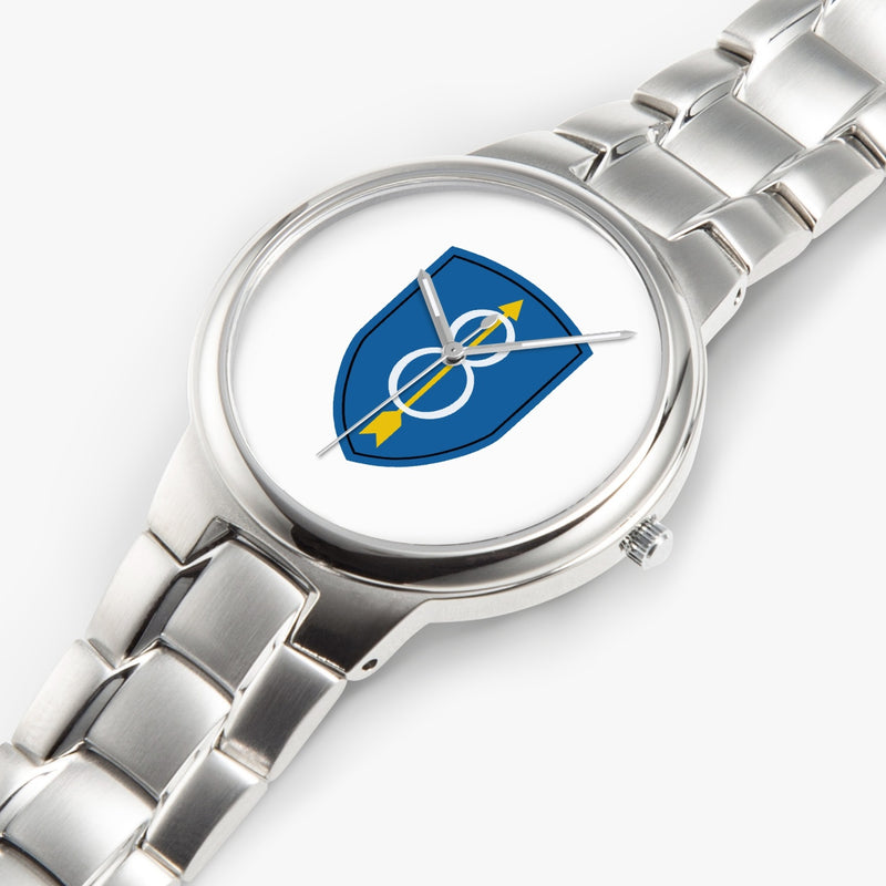 Top View - 8th Infantry Division-Silver Stainless Steel Silver Quartz Watch