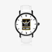 US Army-46mm Automatic Watch with a White Leather Band