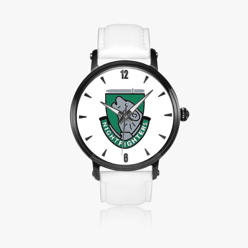 104th Infantry Division-46mm Automatic Watch with a White Leather Band