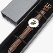 Watch Case with US Marine Corps Ultra Thin Watch (Brown Strap)