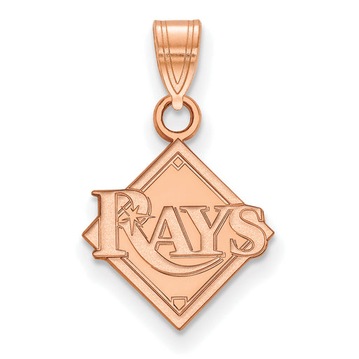 Sterling Silver Rose Gold-plated MLB LogoArt Tampa Bay Rays Small Pendant