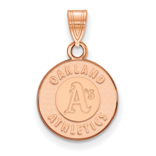 14k Rose Gold MLB LogoArt Oakland Athletics Circle Small Pendant