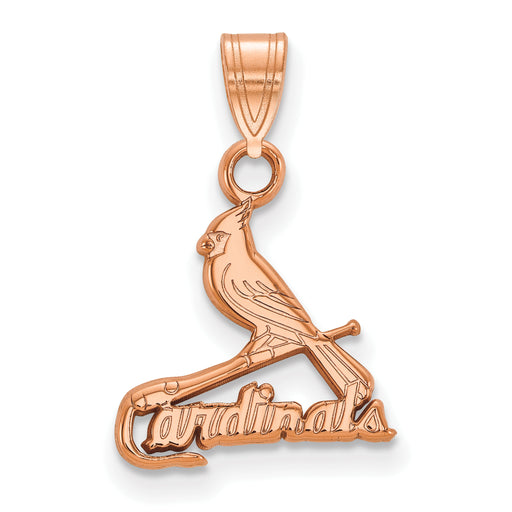 Sterling Silver Rose Gold-plated MLB LogoArt St. Louis Cardinals Small Pend