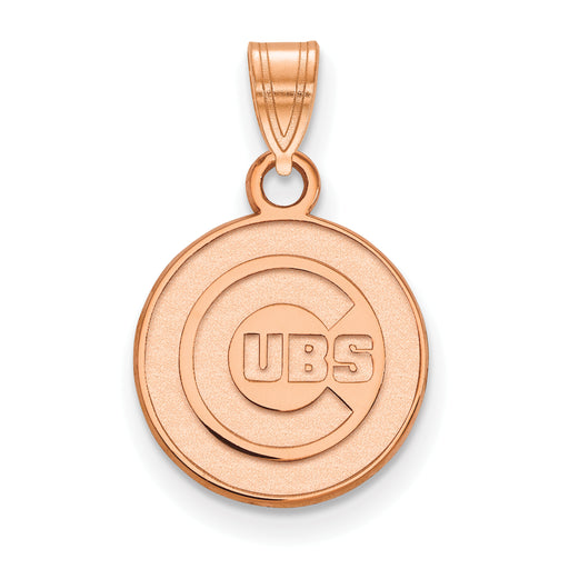 Sterling Silver Rose Gold-plated MLB LogoArt Chicago Cubs Small Pendant