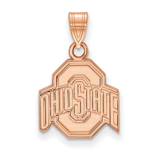 Sterling Silver Rose Gold-plated LogoArt Ohio State University Small Pendan