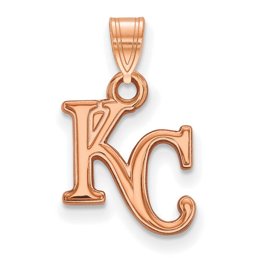 14k Rose Gold MLB LogoArt Kansas City Royals Letters K-C Small Pendant