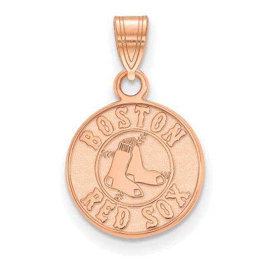 Sterling Silver Rose Gold-plated MLB LogoArt Boston Red Sox Small Pendant