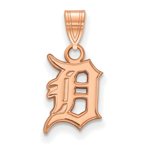 Sterling Silver Rose Gold-plated MLB LogoArt Detroit Tigers Small Pendant