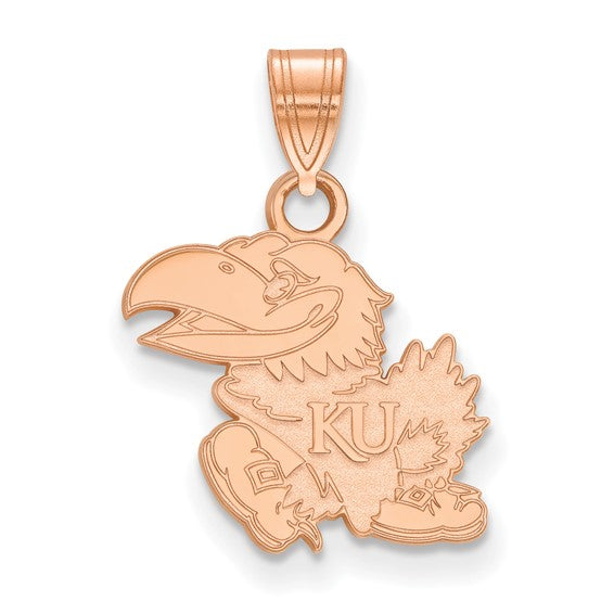 14k Rose Gold University of Kansas Jayhawk Small Pendant