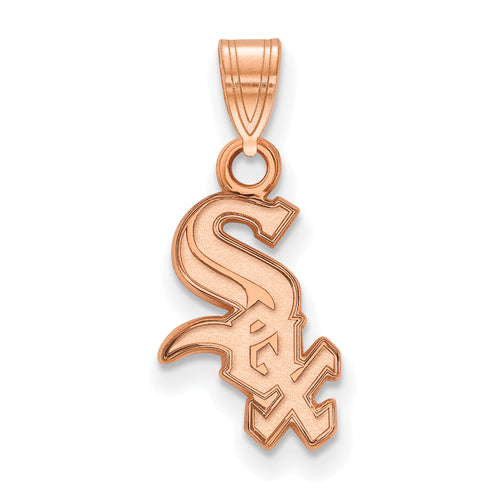 14k Rose Gold MLB LogoArt Chicago White Sox Script Small Pendant