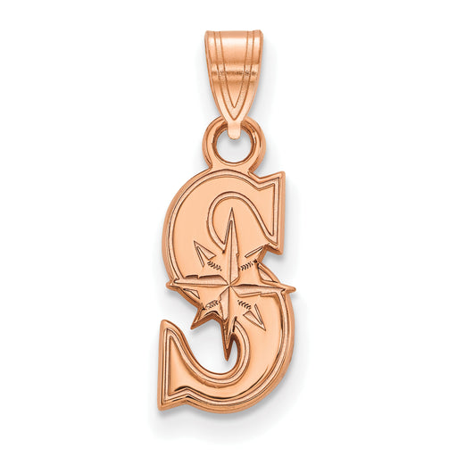 Sterling Silver Rose Gold-plated MLB LogoArt Seattle Mariners Small Pendant