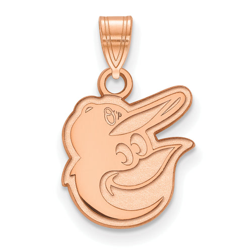 14k Rose Gold MLB LogoArt Baltimore Orioles Bird w/Baseball Cap Small Pendant