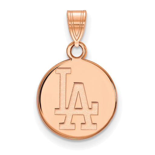 Sterling Silver Rose Gold-plated MLB LogoArt Los Angeles Dodgers Small Disc