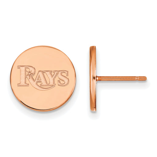 SS Rose Gold-plated MLB LogoArt Tampa Bay Rays Small Disc Earrin