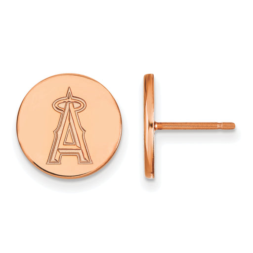 SS Rose Gold-plated MLB LogoArt Los Angeles Angels Small Disc Earrings