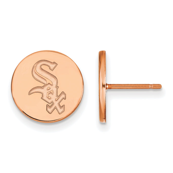 SS Rose Gold-plated MLB Chicago White Sox Small Disc Earrings