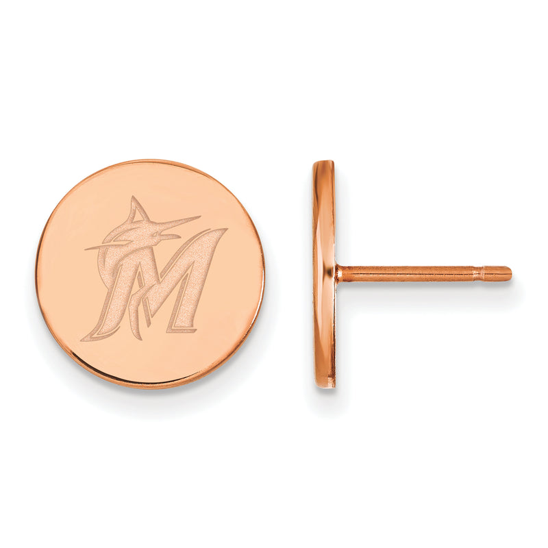 SS Rose Gold-plated MLB Miami Marlins Small Disc Earring