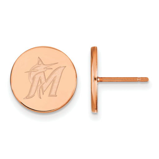 SS Rose Gold-plated MLB LogoArt Miami Marlins Small Disc Earring