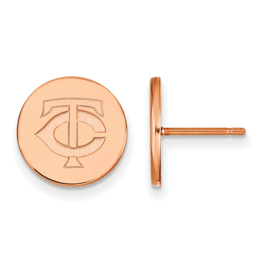 SS Rose Gold-plated MLB Minnesota Twins Small Disc Earrings