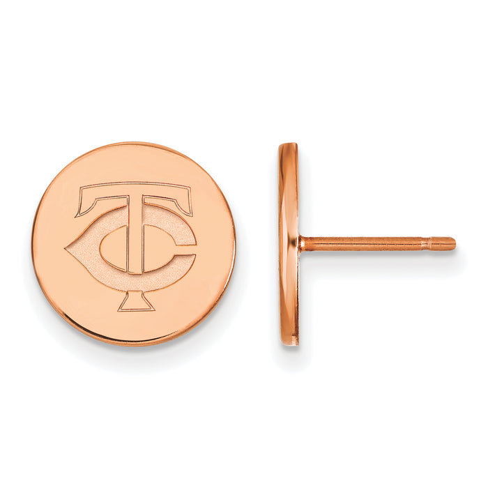 SS Rose Gold-plated MLB Minnesota Twins Small Disc Earrings