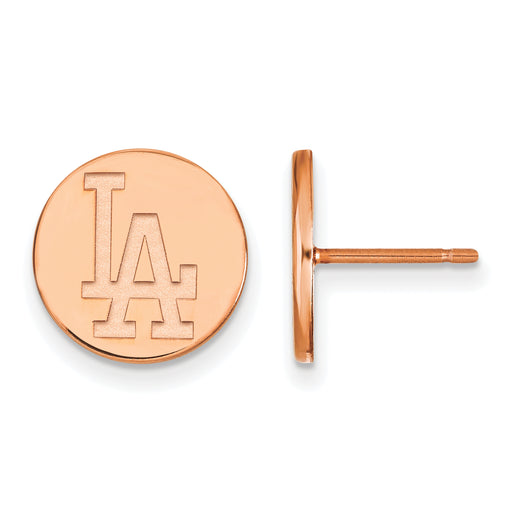SS Rose Gold-plated MLB LogoArt Los Angeles Dodgers Small Disc Earrings