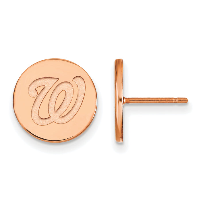 SS Rose Gold-plated MLB LogoArt Washington Nationals Small Disc Earrings
