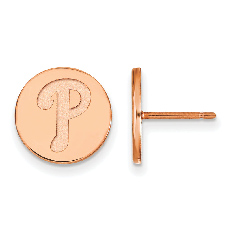 SS Rose Gold-plated MLB Philadelphia Phillies Small Disc Earrings