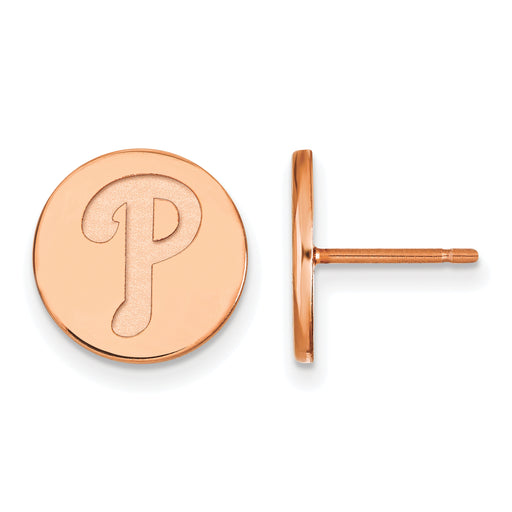 SS Rose Gold-plated MLB LogoArt Philadelphia Phillies Small Disc Earrings