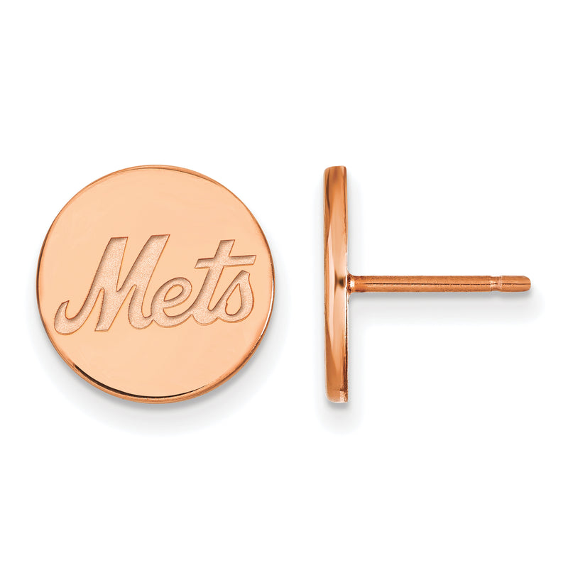 SS Rose Gold-plated MLB New York Mets Small Disc Earring