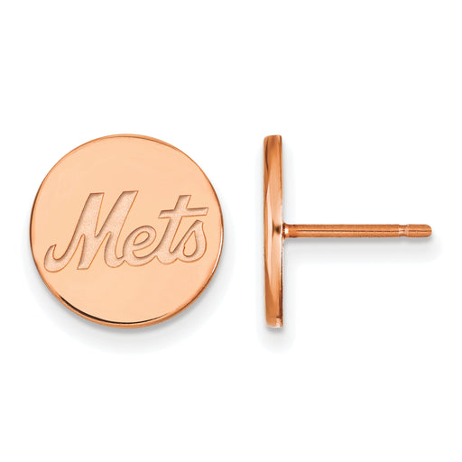 SS Rose Gold-plated MLB LogoArt New York Mets Small Disc Earring