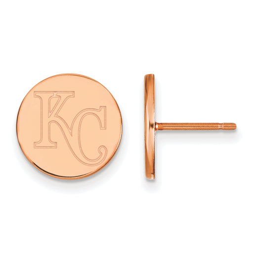SS Rose Gold-plated MLB LogoArt Kansas City Royals Small Disc Earrings