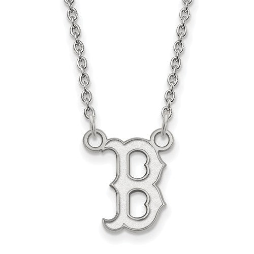 14kw MLB  Boston Red Sox Sm B Logo Pendant w/Necklace