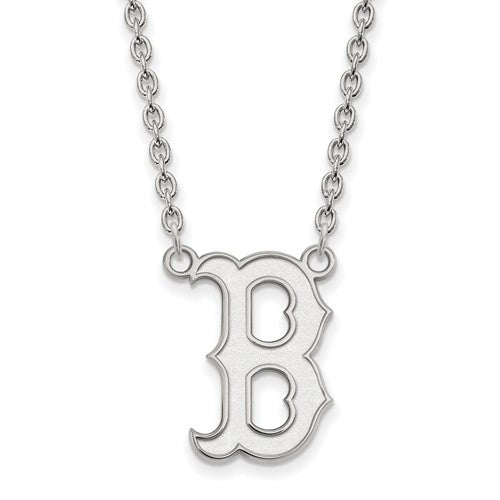 14kw MLB  Boston Red Sox Large B Logo Pendant w/Necklace
