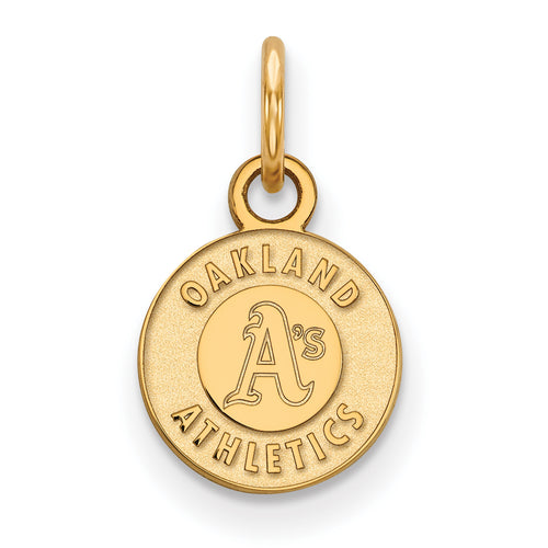 Sterling Silver Gold-plated MLB LogoArt Oakland Athletics Circle Extra Small Pendant