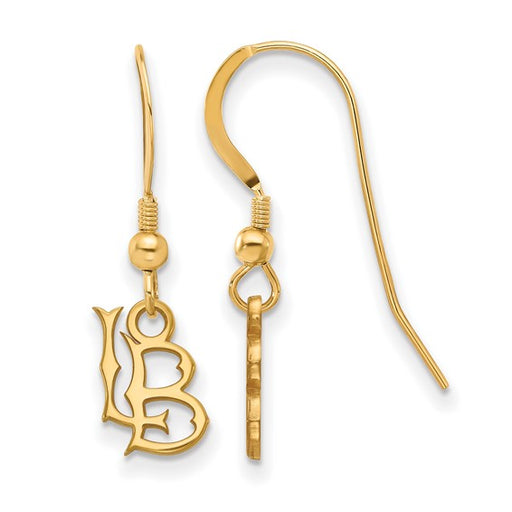 Sterling Silver Gold-plated LogoArt California State University Long Beach L-B Extra Small Dangle Wire Earrings