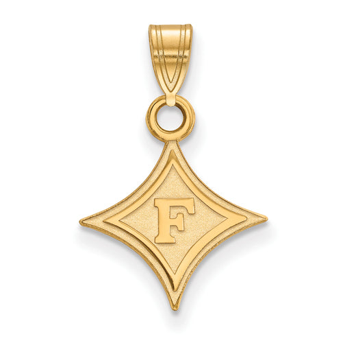 SS w/GP F Logo Furman University Small Pendant