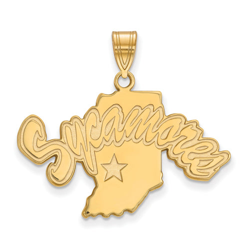 SS w/GP Indiana State U Large Pendant