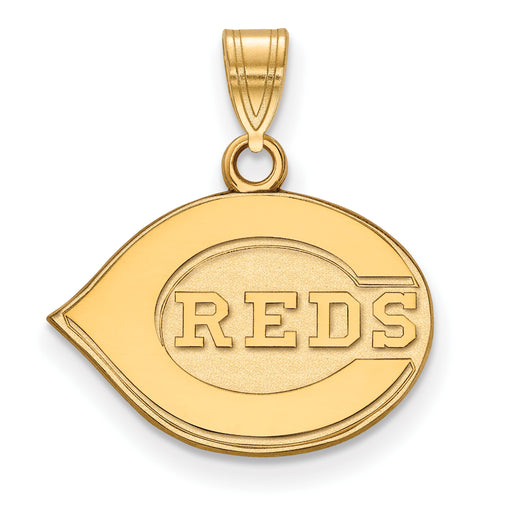 Sterling Silver Gold-plated MLB LogoArt Cincinnati Reds Small Pendant