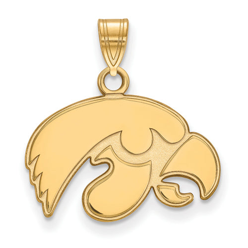 SS w/GP University of Iowa Small Hawkeye Pendant