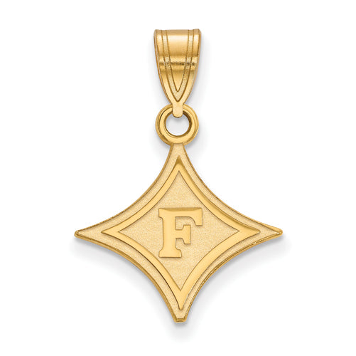 SS w/GP F Logo Furman University Medium Pendant