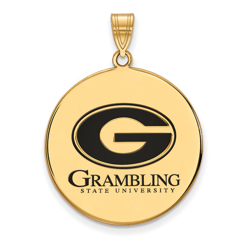 SS w/GP Grambling State U XL Enamel Disc Pendant