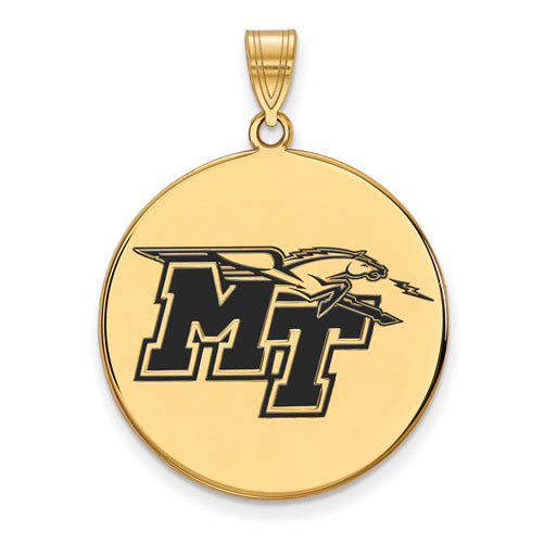 SS w/GP Middle Tennessee State U XL Enamel Disc Pendant