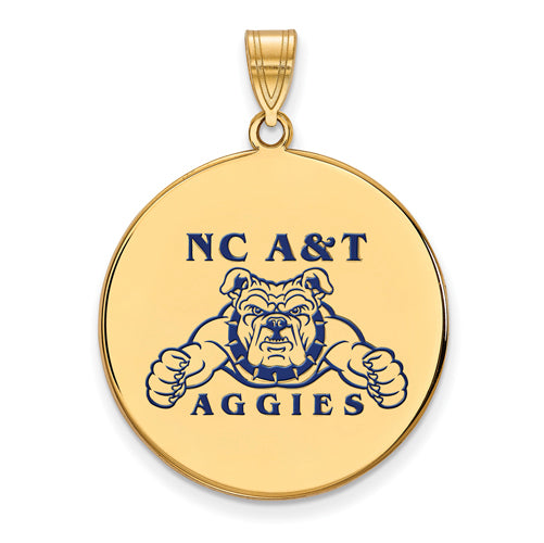 SS w/GP North Carolina A&T XL Enamel Disc Pendant