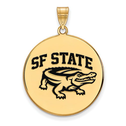 SS w/GP San Francisco State U XL Enamel Disc Pendant