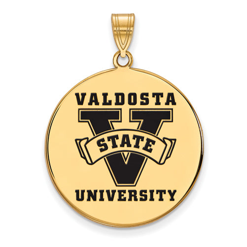 SS w/GP Valdosta State U XL Enamel Disc Pendant