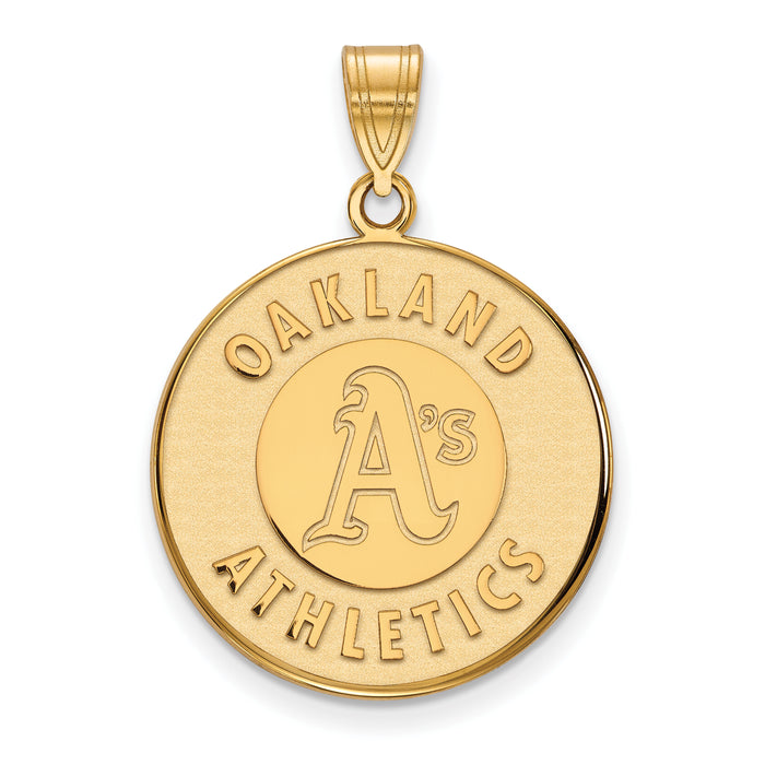 14k Gold MLB LogoArt Oakland Athletics Circle Large Pendant