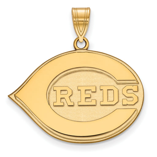 Sterling Silver Gold-plated MLB LogoArt Cincinnati Reds Large Pendant