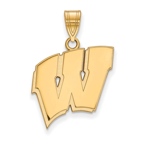 SS w/GP University of Wisconsin Large Letter W Pendant