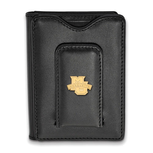 SS w/GP Marquette University Black Leather Wallet