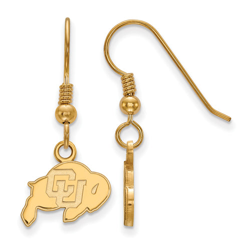 SS w/GP University of Colorado XS Dangle Wire Earrings